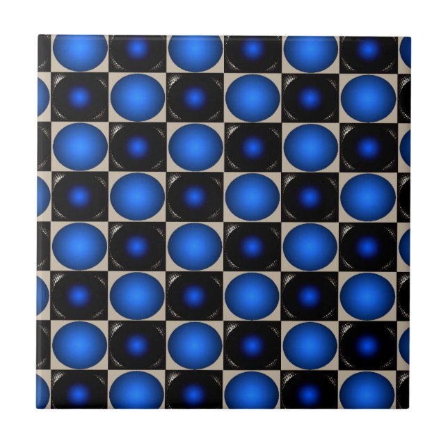 Carreau Échiquier bleu d'illusion optique CricketDiane (Devant)