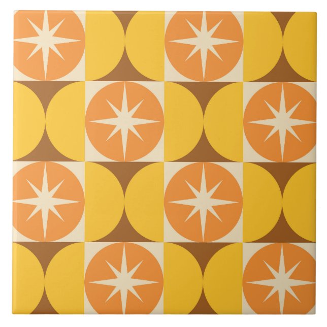 Carreau Éclats de milieu de siècle sur des cercles orange  (Devant)