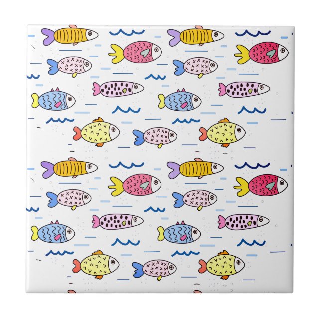Carreau École colorée de poissons (Devant)