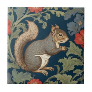 Carreau Écureuil gris style William Morris Face droite
