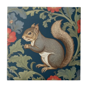 Carreau Écureuil gris style William Morris face gauche
