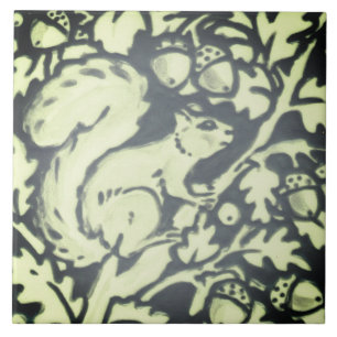 Carreau Écureuil vert gris ardoise Acorn Woodland Nature