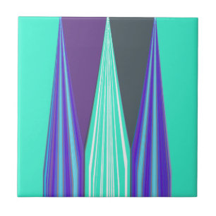Carreau Edgy Blue Purple Cyan Chevron Art Imprimer