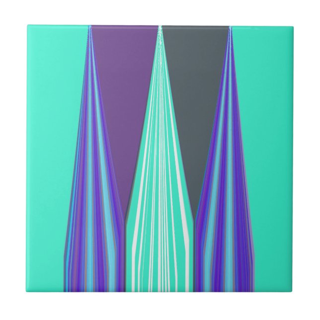 Carreau Edgy Blue Purple Cyan Chevron Art Imprimer (Devant)