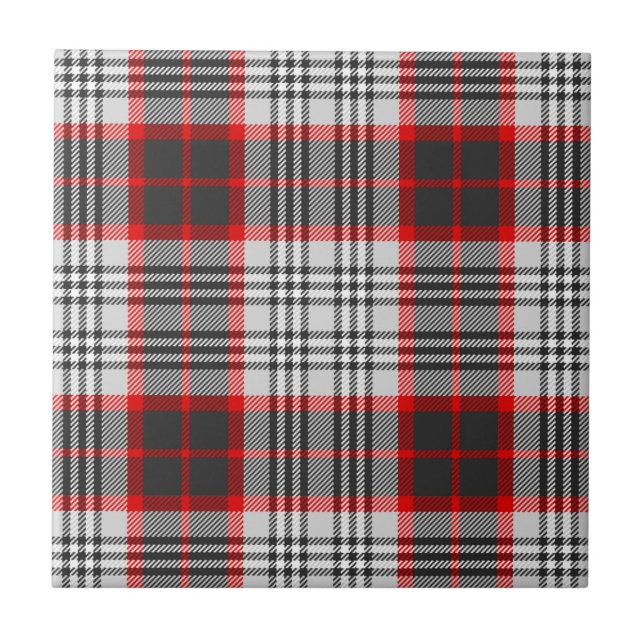 Carreau Edimbourg City Tartan Plaid Grey Black Red (Devant)