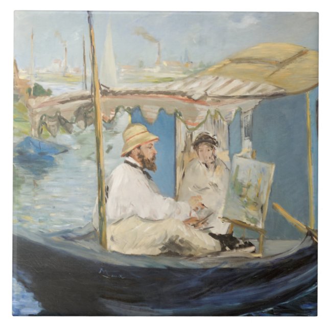 Carreau Edouard Manet - Monet Peinture sur son Studio Boat (Devant)