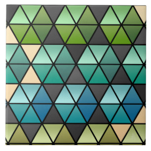 Carreau Édredon d'hexagone dans vert, Teal + Tan