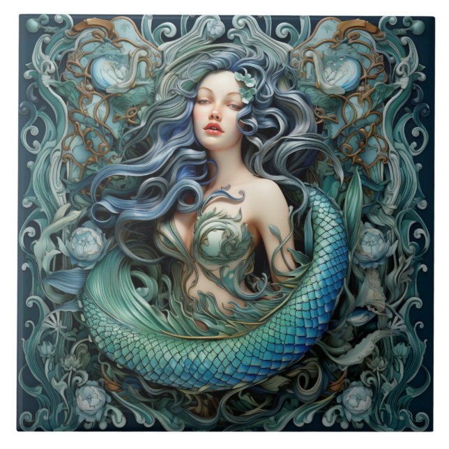 Carreau Effet 3D Mermaid, Aqua Marine Art (Devant)