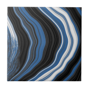 Carreau Effet Agate, noir, blanc et bleu