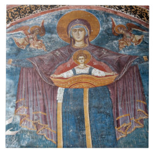 Carreau Église orthodoxe serbe et site de l'UNESCO,