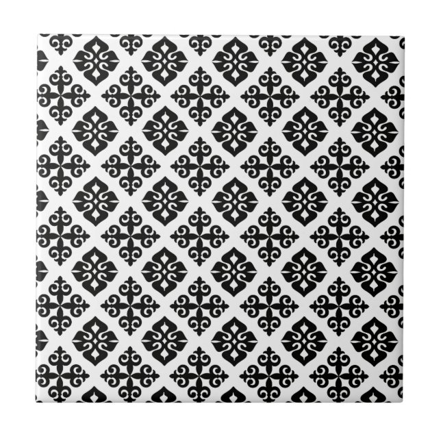 Carreau Élégance dans noir et le blanc (Devant)