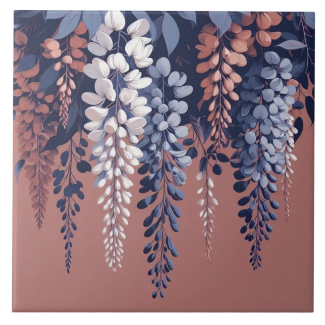 Carreau Élégance de la Wisteria marine et Rose (Devant)