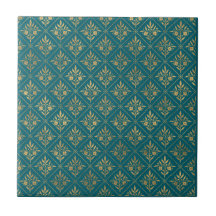 Élégance Dorée – Botanique Turquoise Foncé et Or