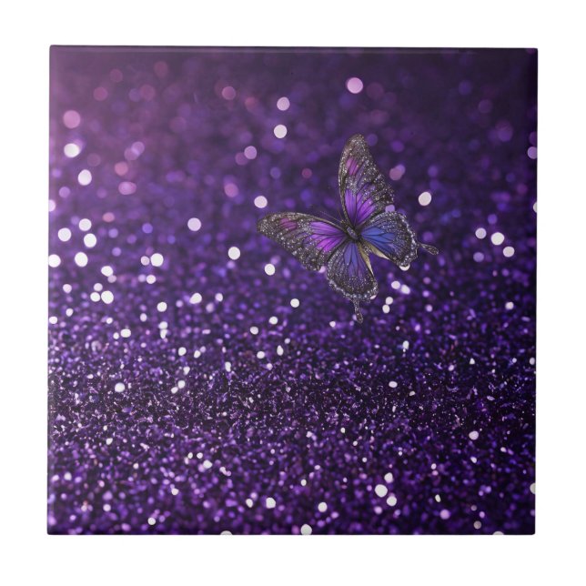 Carreau Élégance Enchantante : Le papillon pourpre (Devant)
