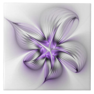 Carreau Élégance florale Art fractal violet abstrait moder