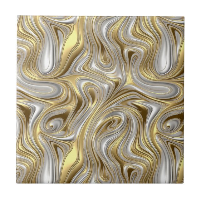 Carreau Élégance liquide - motif liquide métallique (Devant)
