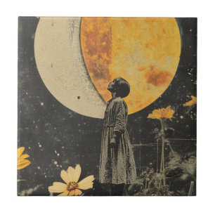 Carreau Élégance Lune - Femme avec Lune