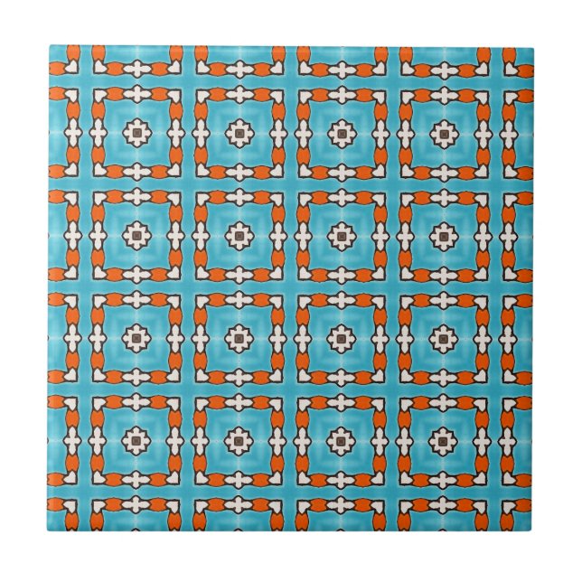 Carreau Elégance moderne Bleu Orange Blanc Azulejos Carrel (Devant)