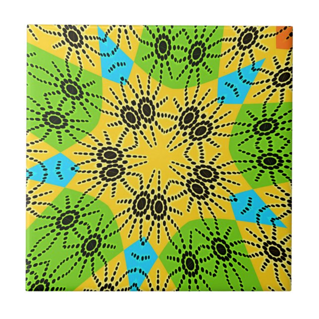 Carreau Élégant Araignée d'inspiration africaine Motif tra (Devant)