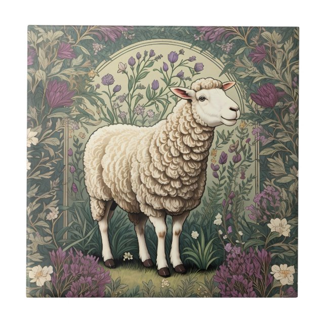 Carreau Élégant Arrière - plan floral de la lavande de mou (Devant)