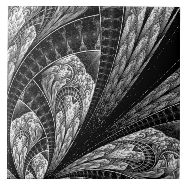 Carreau Elégant Art numérique Fractal Silver Design (Devant)