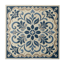 Elégant bleu floral - Portugais Azuljo Design