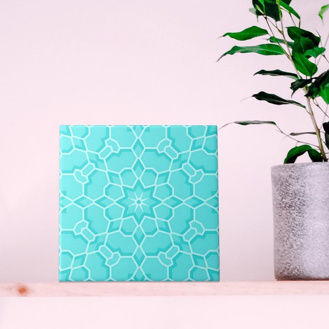 Carreau Elégant bleu turquoise Mosaïque géométrique (Créateur téléchargé)