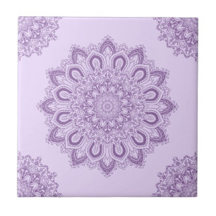 Carreau Elégant Boho Lavender Purple Mandala