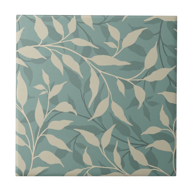 Carreau Elégant Botanique Leaf Dance Foliage HD Beige Turq (Devant)