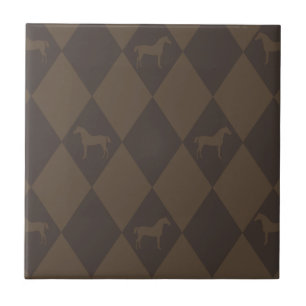 Carreau Élégant Brown Harleqiun Horse Motif