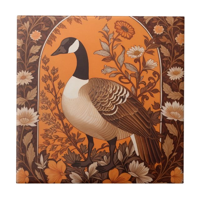 Carreau Elegant Canadian Goose William Morris Inspired (Devant)