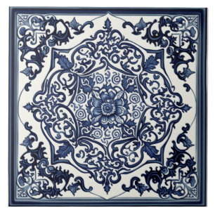 Carreau Elégant Carrelage Bleu & Blanc, Rose, Design chino