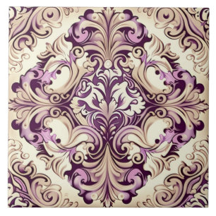 Carreau Elégant carrelage en céramique beige et rose baroq