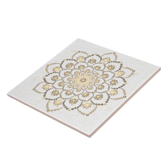 Carreau Elégant Carrelage en céramique doré et blanc (Côté)