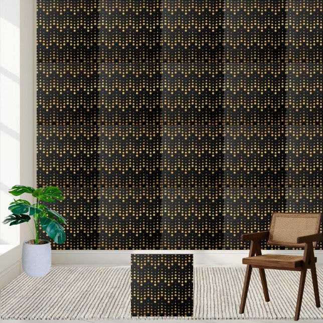 Carreau Elégant Carrelage Hexagon Géométrique Noir et Or (Elegant Black and Gold Geometric Hexagon Tile)