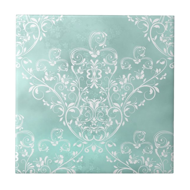 Carreau Elégant Carrelage Turquoise Damas (Devant)