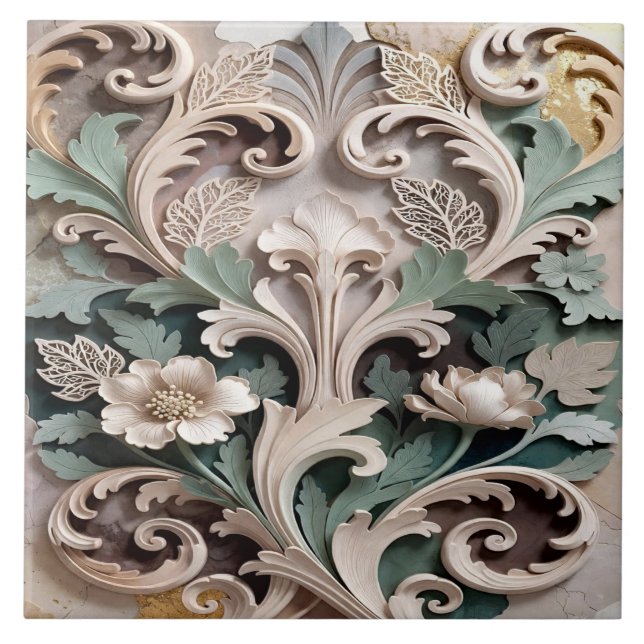 Carreau Elegant Carved Floral Baroque Design (Devant)
