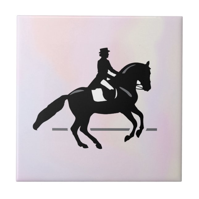 Carreau Elégant cavalier de Dressage sur un Arrière - plan (Devant)
