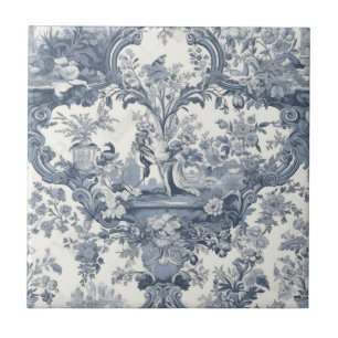 Carreau Élégant chic vintage Bleu toile de jouy