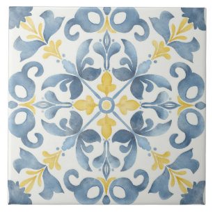 Carreau Élégant citron en carrelage bleu italien