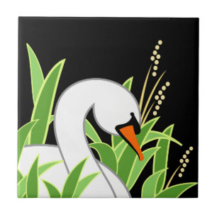 Carreau Élégant cygne blanc