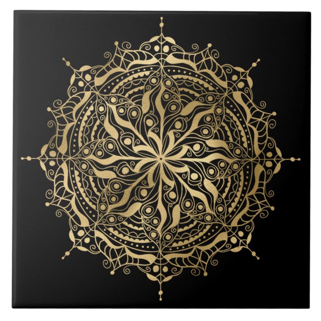 Carreau élégant décor de mandala doré carrelage céramique (Devant)