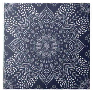 Carreau Elégant Décor Mandala Navy Bleu