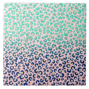 Carreau Élégant empreinte de léopard or bleu Mint Gradi