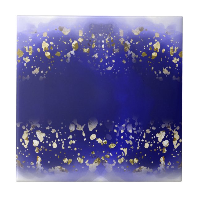 Carreau Elegant Faux Gold Glitter sparkle Blue  (Devant)
