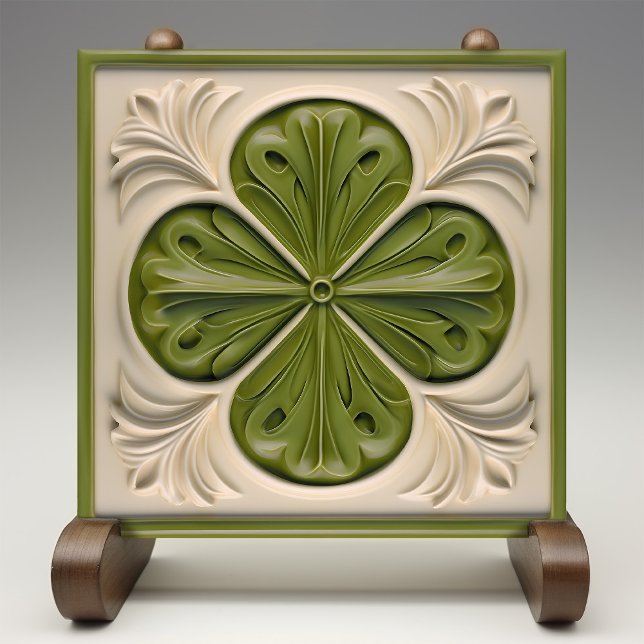 Carreau Élégant Fleur de Lis d'ivoire d'émeraude (Créateur téléchargé)