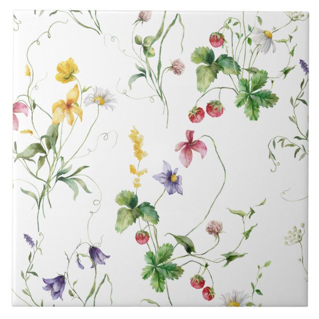 Carreau Elegant Floral Vines Strawvberry Design (Devant)