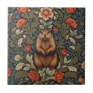 Carreau Elégant fond de terre William Morris inspiré
