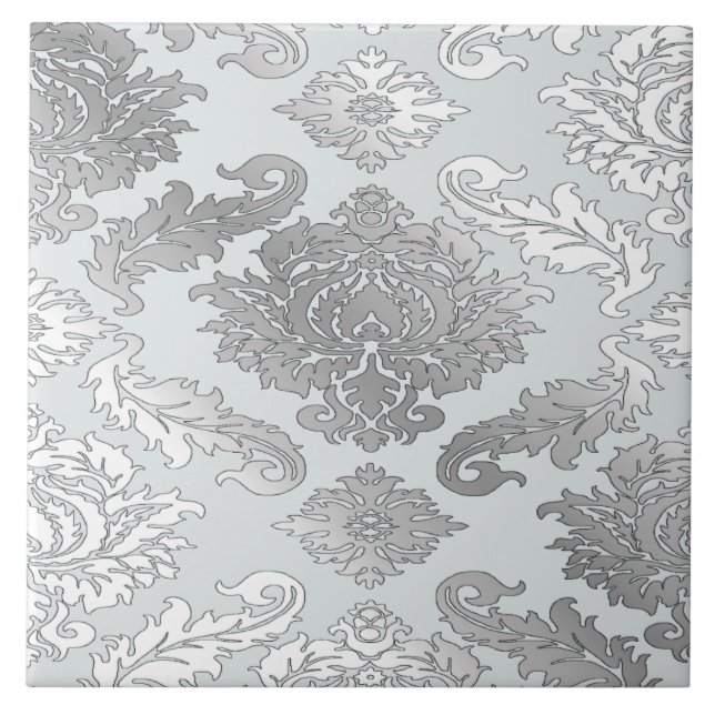 Carreau Elégant Grand Carrelage bleu Turquoise Damas (Devant)