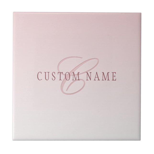 Carreau Élégant lettrage et monogramme | Rose Ombre (Devant)
